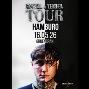 Tourplakat von Yung Yury mit schwarz-weißem Hintergrund und Porträt des Sängers